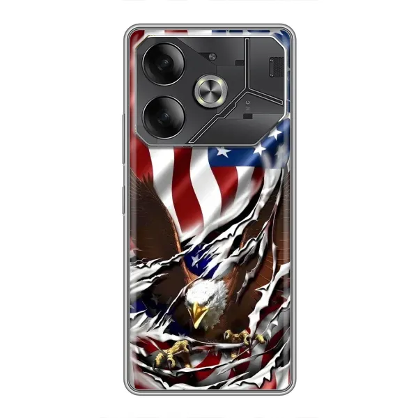 Чехол с рисунком «Флаг USA» для TECNO Pova 6 Чехол с рисунком «Флаг USA» для TECNO Pova 6