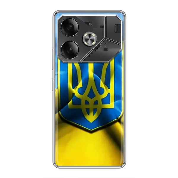 Чехол с рисунком «Герб и Флаг Украины» для TECNO Pova 6 Чехол с рисунком «Герб и Флаг Украины» для TECNO Pova 6