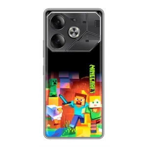 Чехлы для Tecno Pova 6 (Персонажи Майн Крафт) (Герой Майнкрафт)