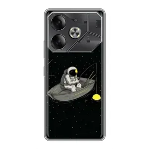 Силіконовый Чохол з принтом "Космонавти" на Tecno Pova 6 (Космонавт на рибалці)