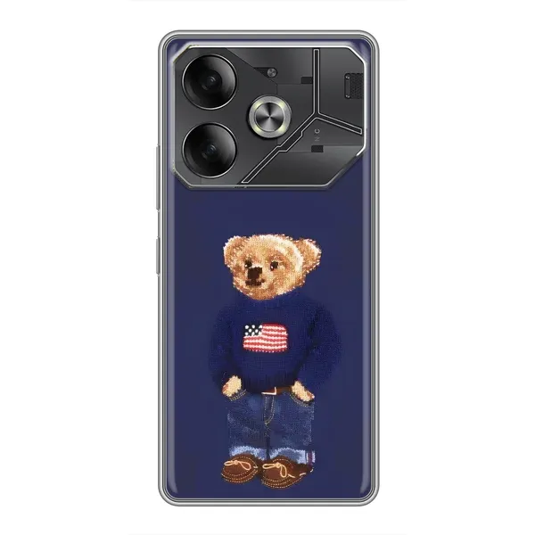 Чехол с рисунком «Мишка USA» для TECNO Pova 6