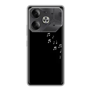 Чехол с картинками на черном фоне для Tecno Pova 6 (Ноты)