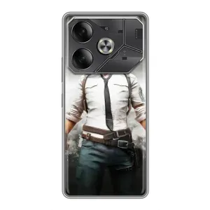 Силиконовый чехол с картинкой "Герой Pubg" на Tecno Pova 6 (Пабг)