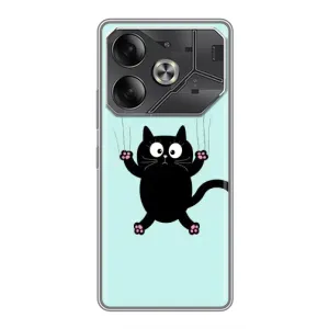 Силиконовый чехол с котиком для Tecno Pova 6 (Падающий кот)