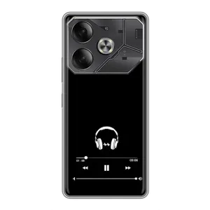 Чехол с картинками на черном фоне для Tecno Pova 6 (Плеер)