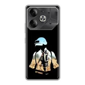 Силиконовый чехол с картинкой "Герой Pubg" на Tecno Pova 6 (Пубг мен)
