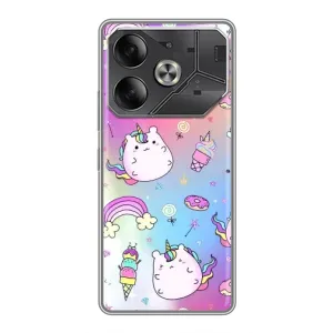 Чехол Unicorn на Tecno Pova 6 (Радуга и Единорог)