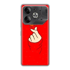 Чехлы (Знак сердечка) на Tecno Pova 6 (Сердце на красном)