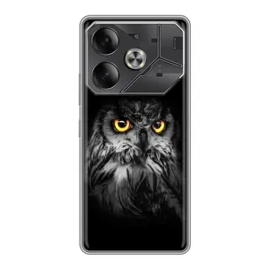 Чехлы с принтом СОВЫ для Tecno Pova 6 (Сова на чёрном)