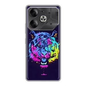Силиконовый бампер с картинкой животных для Tecno Pova 6 (Тигр-Арт)