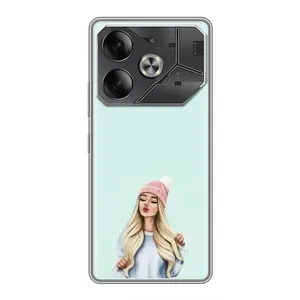 Силіконовый Чохол на Tecno Pova 6 з картинкой Модных девушек (В шапці)
