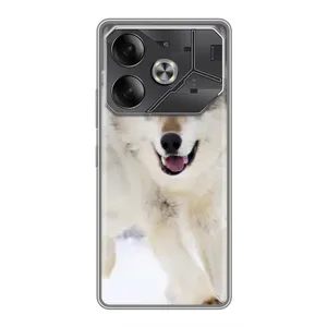 Чехол с Волком на Tecno Pova 6 (Волк на снегу)