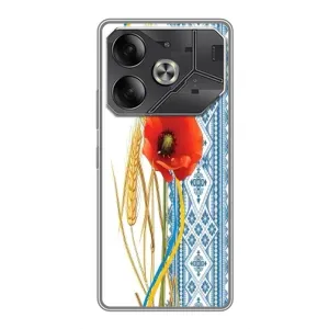 Силиконовый Чехол на Tecno Pova 6 с картинкой Вышиванки (Вышиванка с цветком)