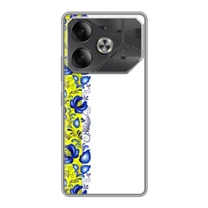 Силиконовый Чехол на Tecno Pova 6 с картинкой Вышиванки (Желто-синяя вышиванка)