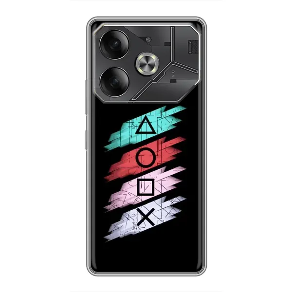 Чехол с рисунком «Значки Sony» для TECNO Pova 6 Чехол с рисунком «Значки Sony» для TECNO Pova 6