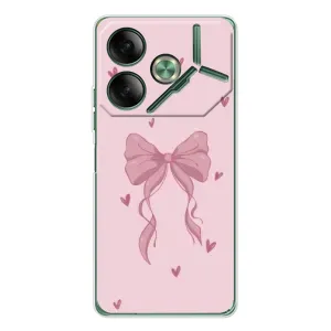 Чехол банты для Tecno Pova 7 5G (Бант на розовом)