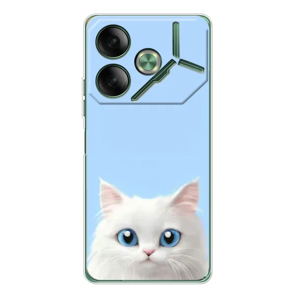Чехол с рисунком «Белый кот» для TECNO Pova 7 5G