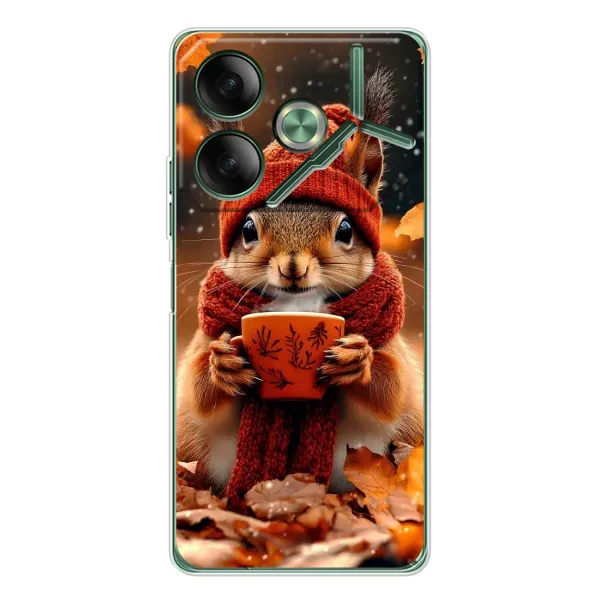 Чехол с рисунком «Белка с кофе» для TECNO Pova 7 5G Чехол с рисунком «Белка с кофе» для TECNO Pova 7 5G