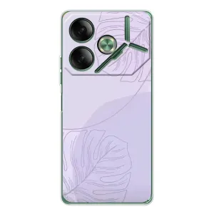 Чехол цветочный дизайн для Tecno Pova 7 5G (Монстера фиолетовая)