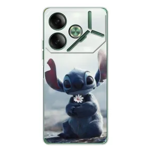 Чехол с рисунком Стич для TECNO Pova 7 5G (Стич с цветочком)