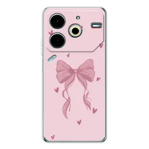 Чехол банты для Tecno Pova 7 Pro (Бант на розовом)