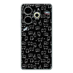 Чохол на тематику: Коти для TECNO Pova 7 Pro (Котики на чорному)