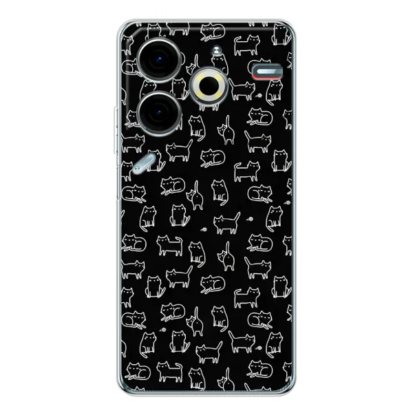 Чехол с рисунком «Котики на черном» для TECNO Pova 7 Pro Чехол с рисунком «Котики на черном» для TECNO Pova 7 Pro