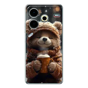 Печатный чехол «Зверята с кофе» для Tecno Pova 7 Pro (Медвежонок с кофе)