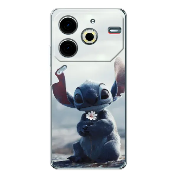 Чехол с рисунком «Стич с цветочком» для TECNO Pova 7 Pro Чехол с рисунком «Стич с цветочком» для TECNO Pova 7 Pro