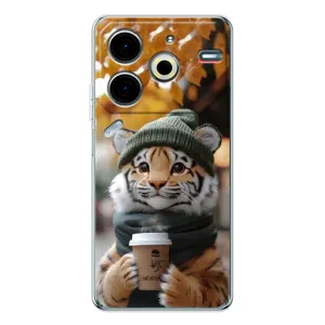 Печатный чехол «Зверята с кофе» для Tecno Pova 7 Pro (Тигр с кофе)