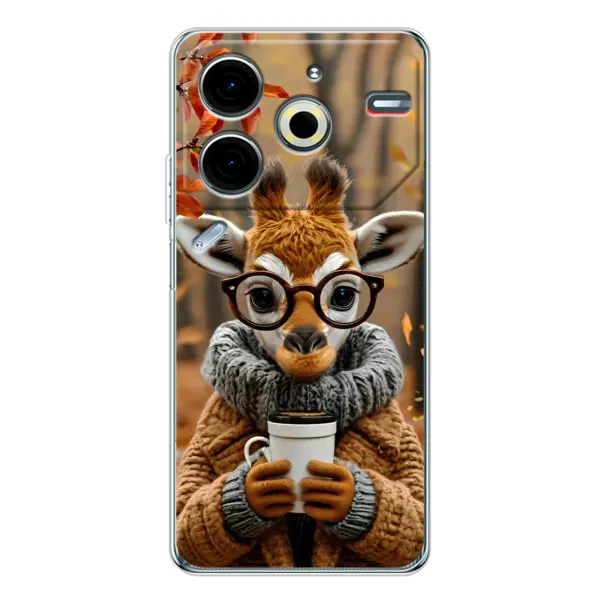 Чехол с рисунком «Жираф с кофе» для TECNO Pova 7 Pro Чехол с рисунком «Жираф с кофе» для TECNO Pova 7 Pro