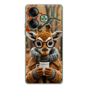 Печатный чехол «Зверята с кофе» для Tecno Pova 7 Ultra (Жираф с кофе)