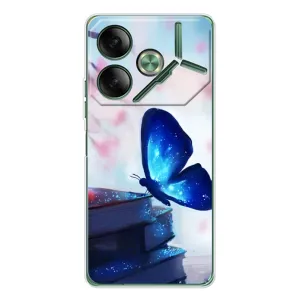 Силіконовий бампер з картинкою звірів для Tecno Pova 7 (Метелик синій)