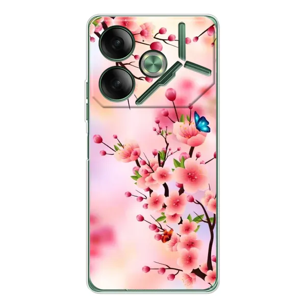 Чехол с рисунком «Бабочки на сакуре» для TECNO Pova 7 Чехол с рисунком «Бабочки на сакуре» для TECNO Pova 7