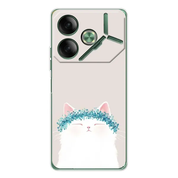 Чехол с рисунком «Белый котик» для TECNO Pova 7 Чехол с рисунком «Белый котик» для TECNO Pova 7