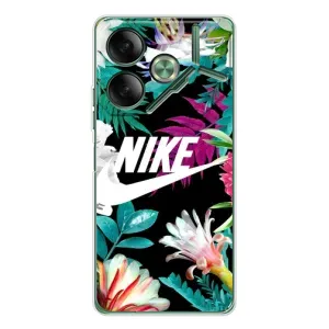Силиконовый Чехол на Tecno Pova 7 с картинкой Nike (Цветочный Nike)