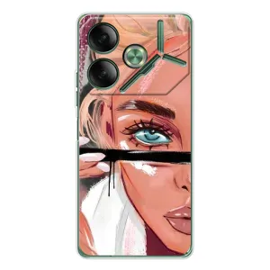 Силиконовый Чехол на Tecno Pova 7 с картинкой Стильных Девушек (Девушка и ресницы)
