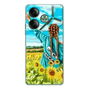 Чехол Стильные девушки на Tecno Pova 7 (Девушка на поле)