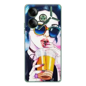 Чехол с картинкой Модные Девчонки Tecno Pova 7 (Девушка с коктейлем)
