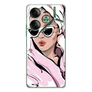 Чехол с картинкой Модные Девчонки Tecno Pova 7 (Девушка в халате)