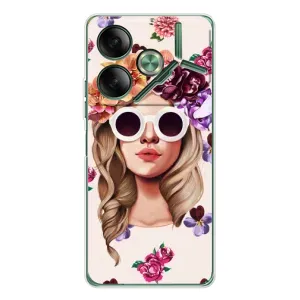 Чехол с картинкой Модные Девчонки Tecno Pova 7 (Девушка в очках)