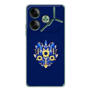 Чохол з картинкою (Патріотичний ГЕРБ) на Tecno Pova 7 (Герб в квітах)