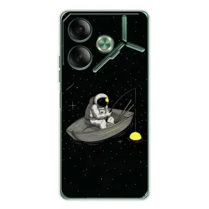 Силиконовый Чехол с принтом "Космонавты" на Tecno Pova 7 (Космонавт на рыбалке)