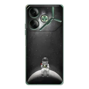 Силиконовый Чехол с принтом "Космонавты" на Tecno Pova 7 (Космонавт романтик)