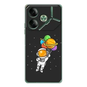 Силіконовый Чохол з принтом "Космонавти" на Tecno Pova 7 (Космонавт з кульками)