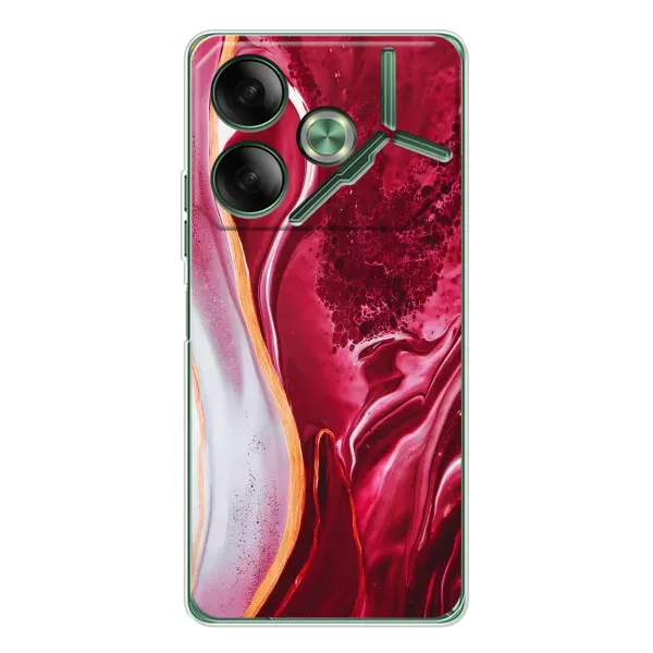 Чехол с рисунком «Красный мрамор» для TECNO Pova 7