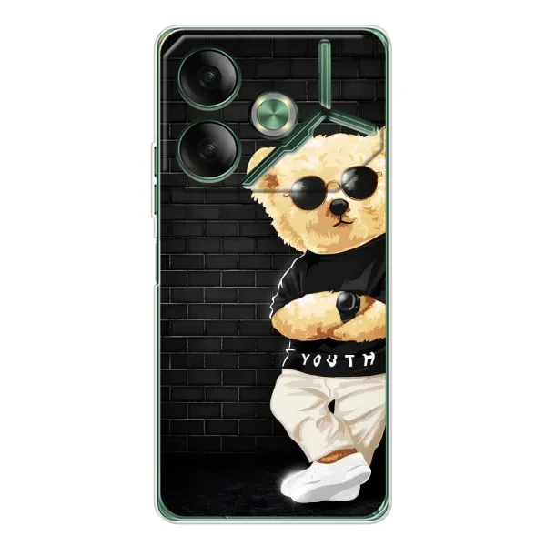 Чехол с рисунком «Мишка в очках» для TECNO Pova 7