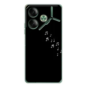Чехол с картинками на черном фоне для Tecno Pova 7 (Ноты)