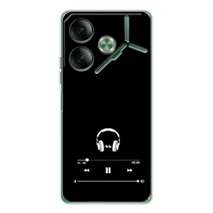 Чехол с картинками на черном фоне для Tecno Pova 7 (Плеер)