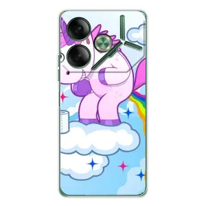 Чохол Unicorn на Tecno Pova 7 (Веселка Єдиноріга)